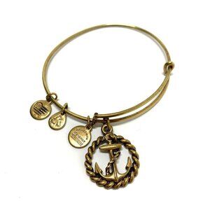 Alex and Ani Anchor Charm Bracelet Gold Finish - Expands 2"- 3.5"